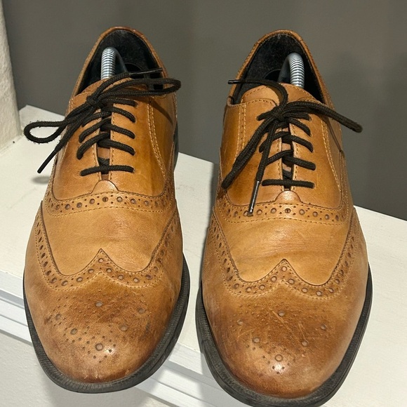 Cole Haan Mens C25805 Wing Tip Ox Oxford British Tan Size 10 Medium Leather - Picture 5 of 9
